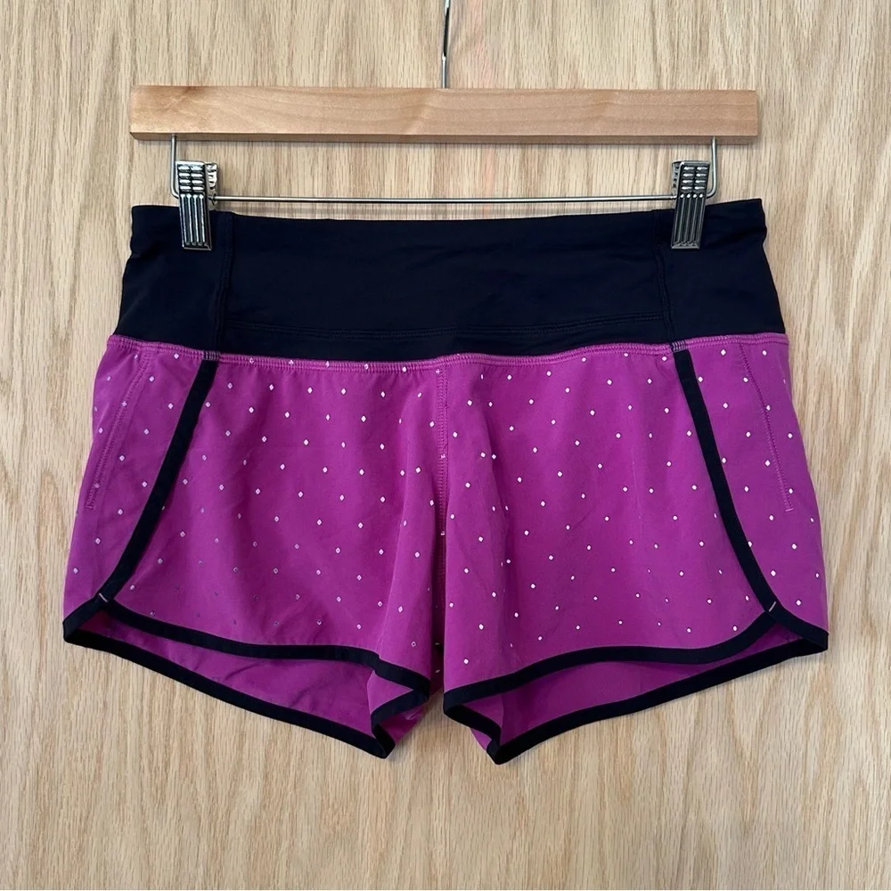 Lululemon Run Times Reflective Short Purple Polka Dot